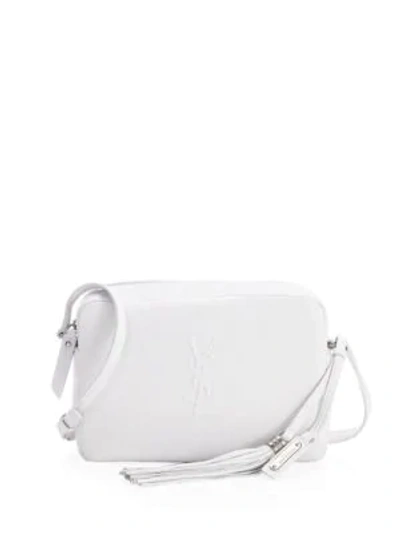 Shop Saint Laurent Lou Embossed Camera Bag In White