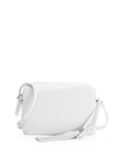 Shop Saint Laurent Lou Embossed Camera Bag In White
