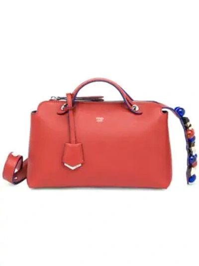Shop Fendi By The Way Small Studded Leather Satchel In Terracotta