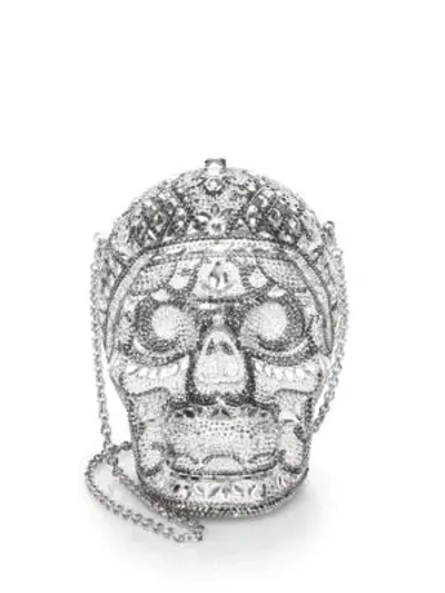 Shop Judith Leiber Women's Skull Katerina Crystal Clutch In Silver