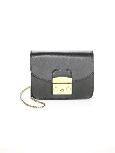 Shop Furla Metropolis Mini Leather Crossbody Bag In Moonstone