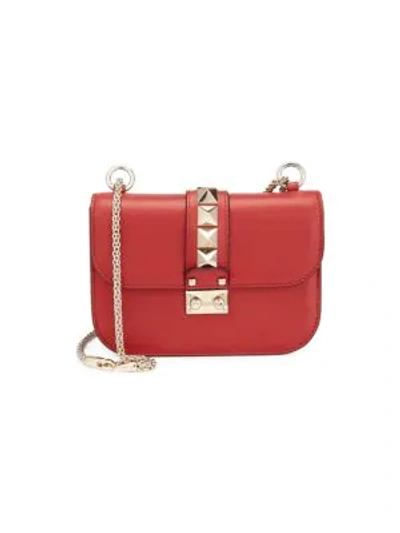 Shop Valentino Rocklock Small Leather Crossbody Bag In Red
