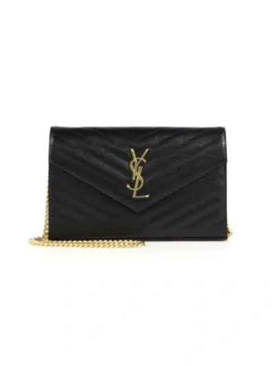 Shop Saint Laurent Medium Monogram Matelassé Leather Wallet-on-chain In Nero Black