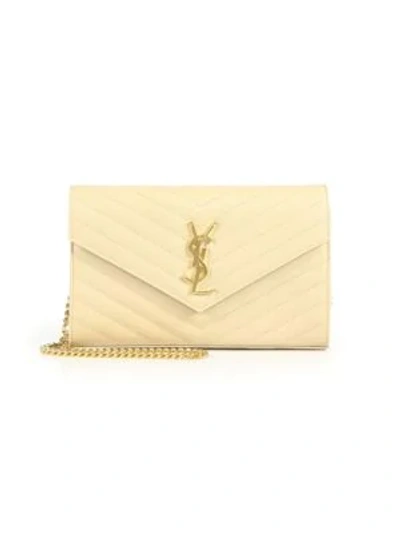 Shop Saint Laurent Medium Monogram Matelass Leather Wallet-on-chain In Nude