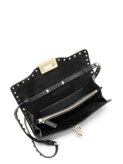 Shop Valentino Rockstud Leather Shoulder Bag In Poudre