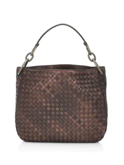 Shop Bottega Veneta Woven Leather Handbag In Ebano