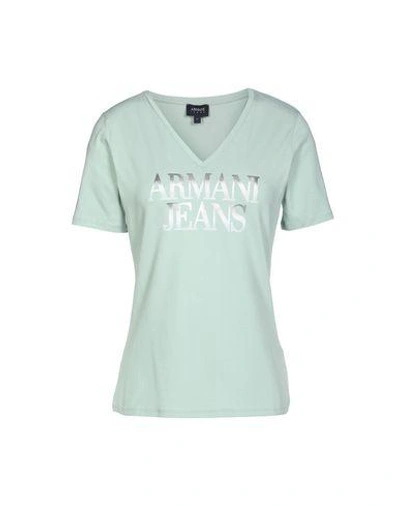 Shop Armani Jeans T-shirt In Light Green