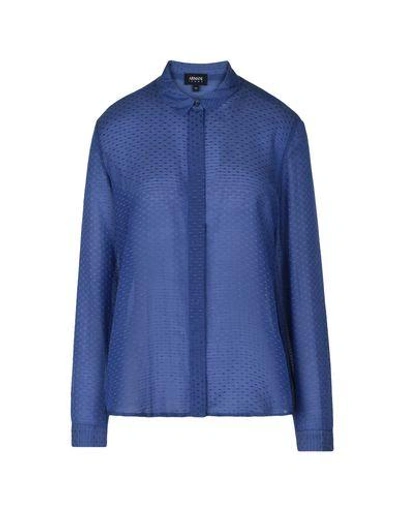 Shop Armani Jeans Solid Color Shirts & Blouses In Blue