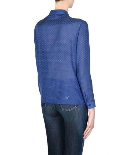 Shop Armani Jeans Solid Color Shirts & Blouses In Blue
