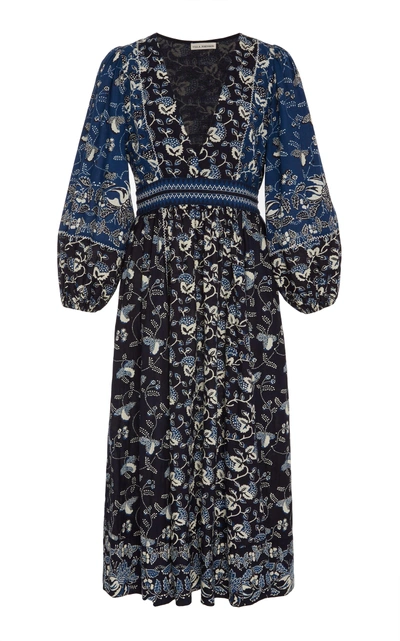 Shop Ulla Johnson Iona Patchwork Midi Dress In Blue