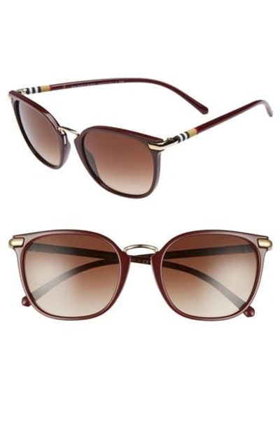 Shop Burberry 53mm Gradient Square Sunglasses - Bordeaux