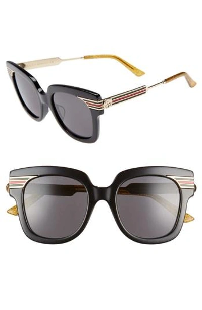 Shop Gucci 51mm Cat Eye Sunglasses - Emerald/ Gold