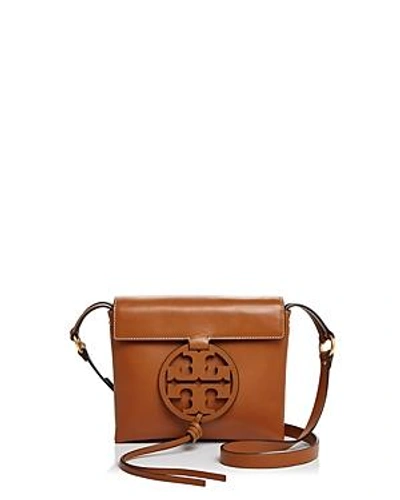 Shop Tory Burch Miller Leather Crossbody In Aged Camello Tan/gold