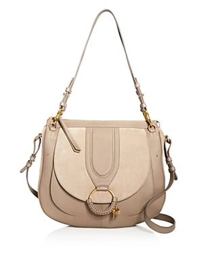 Shop See By Chloé See By Chloehana Suede And Leather Shoulder Bag In Motty Gray/gold