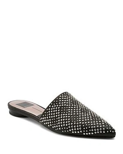 Shop Dolce Vita Women's Elvah Studded Leather Pointed Toe Mules In Black
