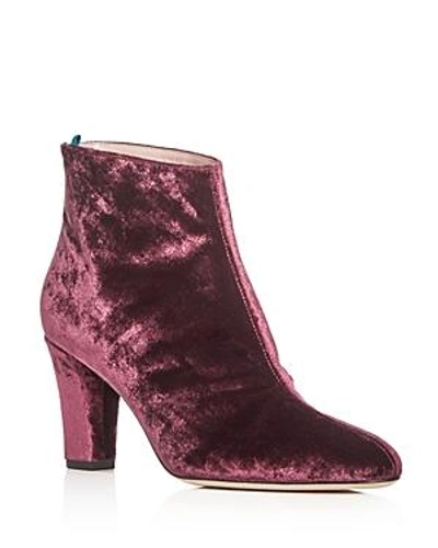 Shop Sjp By Sarah Jessica Parker Minnie Velvet High-heel Booties - 100% Exclusive In Bordeaux