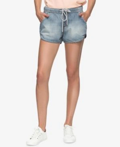 Shop Roxy Juniors' Music Never Stop Denim Shorts In Chambray