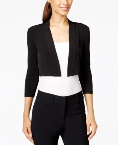 Shop Calvin Klein Three-quarter-sleeve Bolero Cardigan In Black