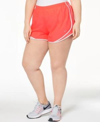 Shop Nike Plus Size Tempo Dri-fit Track Shorts In Hot Punch/vast Grey