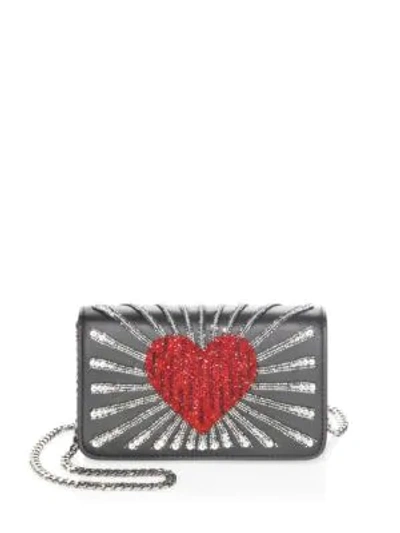 Shop Les Petits Joueurs Ginny Heart Leather Clutch In Multi