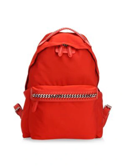 Shop Stella Mccartney Medium Nylon Falabella Backpack In Rosso