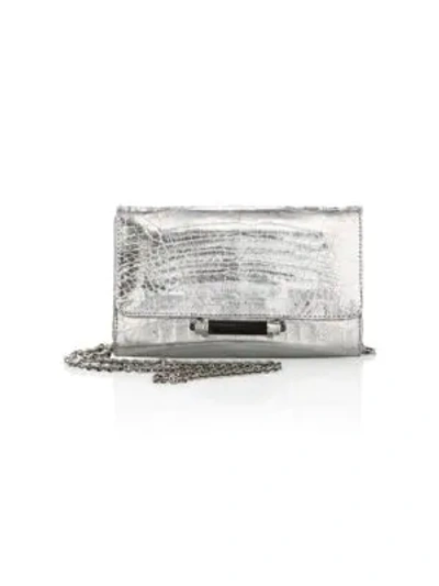 Shop Judith Leiber Mini Sloane Metallic Clutch In Silver