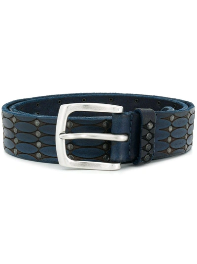 Shop Orciani Woven Buckled Belt - Blue