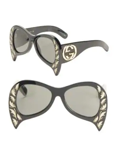 Shop Gucci 55mm Oversized Bat Sunglasses In Black