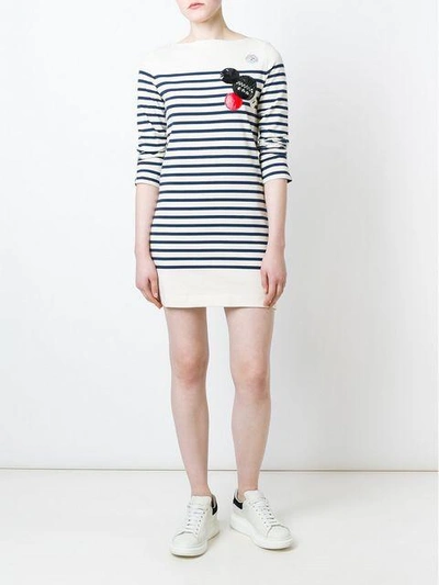 Shop Marc By Marc Jacobs Patched Breton Stripe Dress In Neutrals