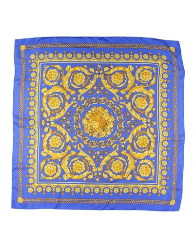 Shop Versace Square Scarf In Bright Blue