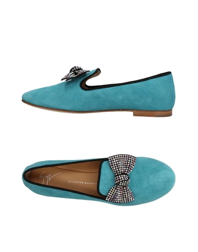Shop Giuseppe Zanotti Loafers In Turquoise