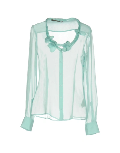 Shop Pinko Solid Color Shirts & Blouses In Light Green