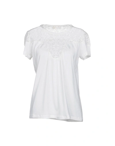 Shop Maje T-shirts In Ivory