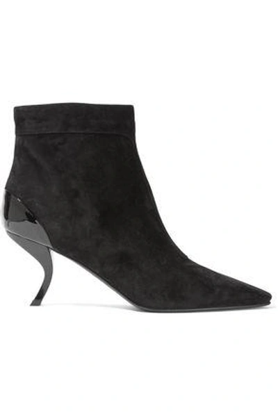 Shop Roger Vivier Woman Patent Leather-paneled Suede Ankle Boots Black