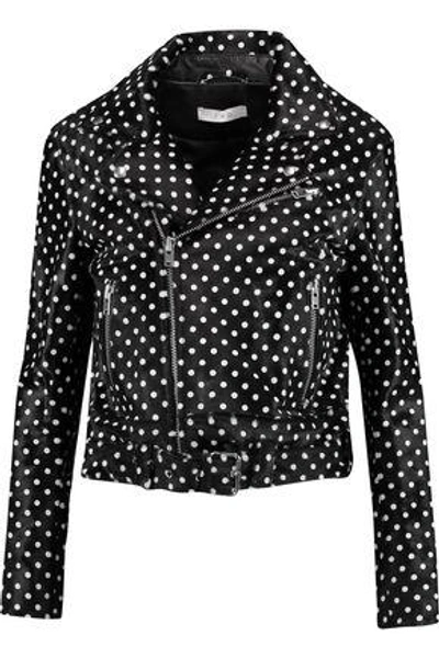 Shop Iro Woman Alpha Polka-dot Calf Hair-effect Leather Biker Jacket Black