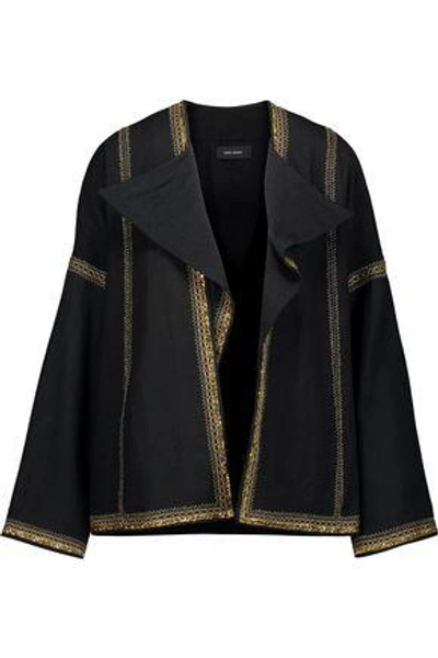 Shop Isabel Marant Woman Benett Embellished Metallic Embroidered Wool Jacket Black