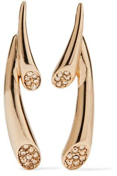 Shop Oscar De La Renta Woman Comet Gold-tone And Crystal Earrings Gold