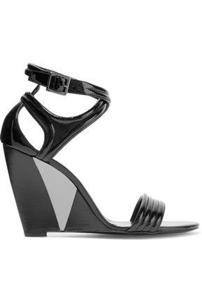 Shop Roger Vivier Woman Patent-leather Wedge Sandals Black