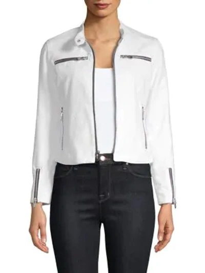 Shop The Mighty Company Cropped Zip Jacket In White