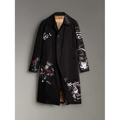 Burberry Sketch Print Car Coat In Black | ModeSens