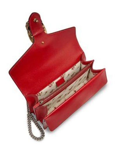 Shop Gucci Dionysus Leather Chain Shoulder Bag In Hibiscus Red