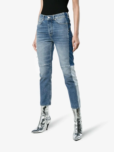 Shop Golden Goose Deluxe Brand Mid Rise Patchwork Jeans In Blue
