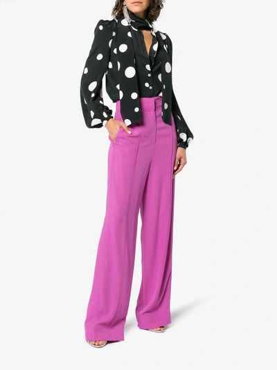 Shop Roksanda Hasani Silk Wide-leg Trousers In Pink&purple