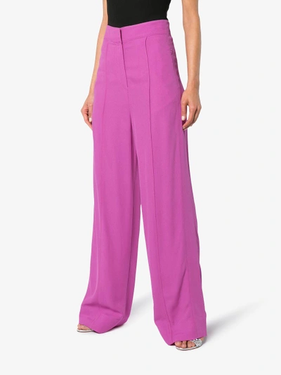 Shop Roksanda Hasani Silk Wide-leg Trousers In Pink&purple