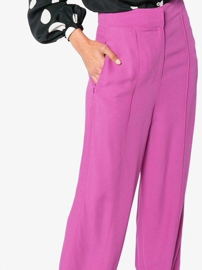 Shop Roksanda Hasani Silk Wide-leg Trousers In Pink&purple