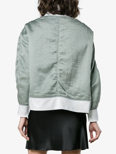Shop Esteban Cortazar Cropped Silk Bomber Jacket In Grey