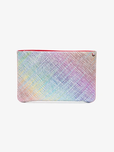 Shop Christian Louboutin Multicoloured Unicorn Spike Leather Clutch Bag