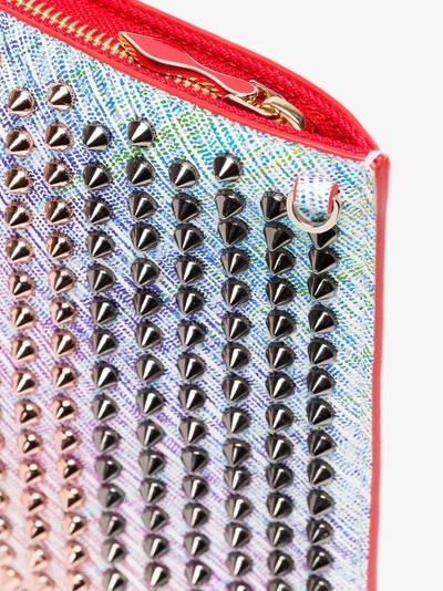 Shop Christian Louboutin Multicoloured Unicorn Spike Leather Clutch Bag