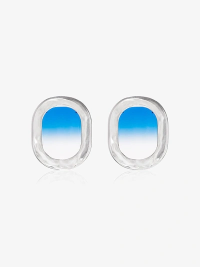 Shop All Blues Blue 925 Sterling Silver Airplane Window Earrings In Metallic