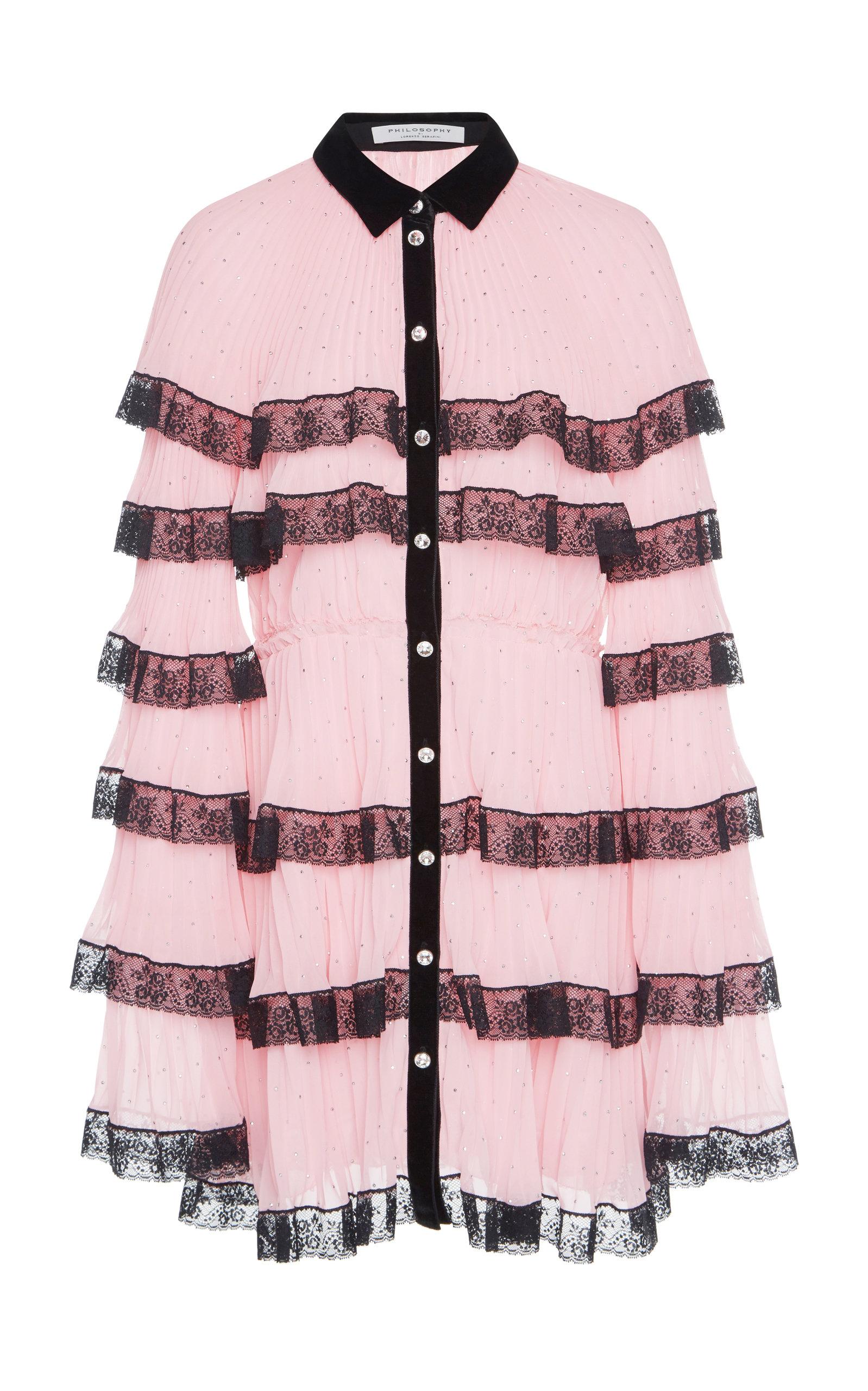 Philosophy Di Lorenzo Serafini Sequin Chiffon Mini Dress In Pink | ModeSens